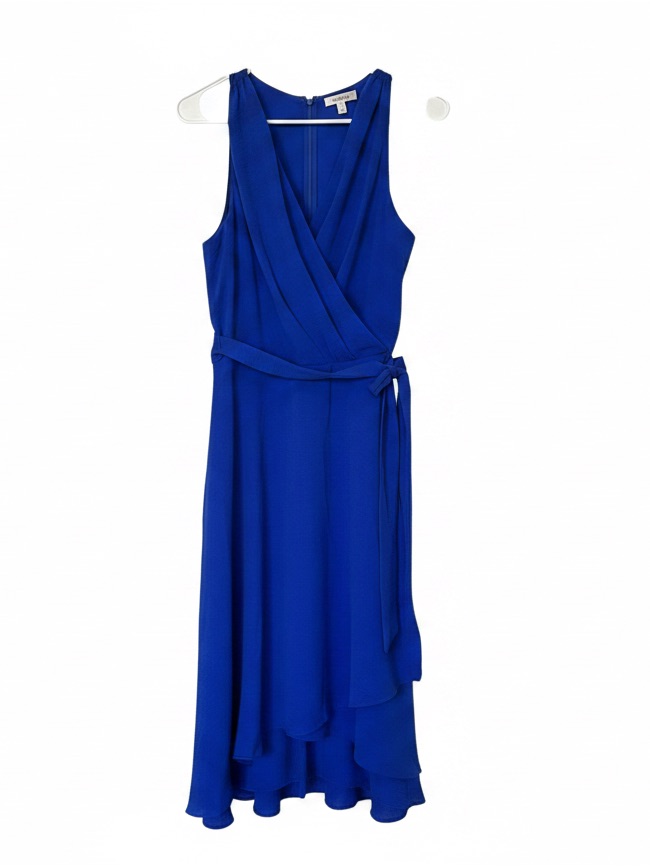 Dkny Sleeveless Wrap High-Low Dress In Cobalt Blue